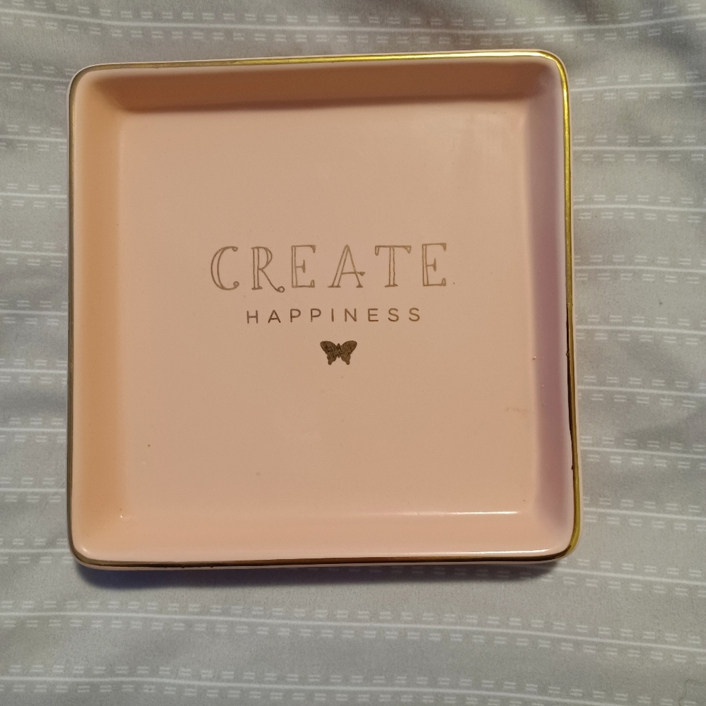 Pink Glass Jewlery Dish